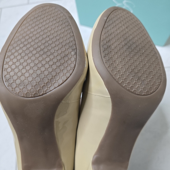 Jessica Simpson Nude Patent Leather Heels Pumps Size 11 - Picture 9 of 13